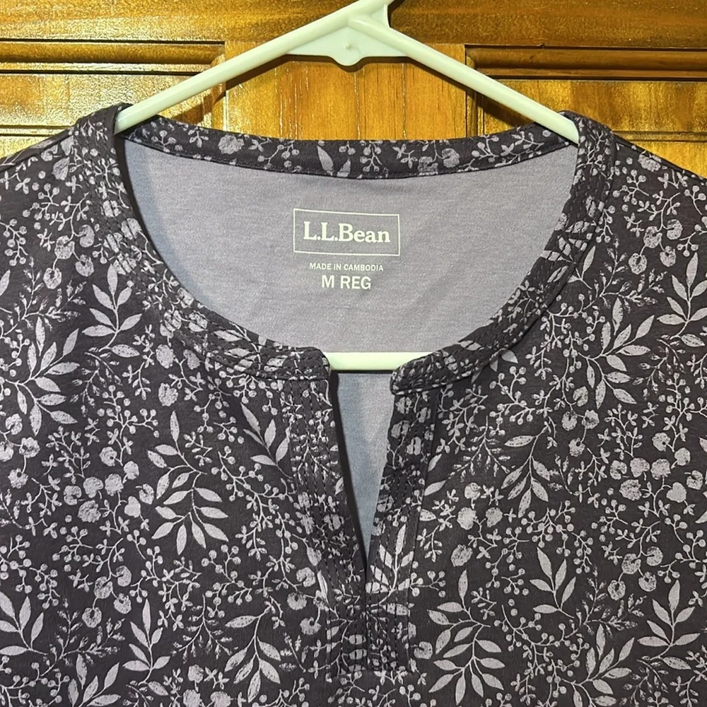 L.L.Bean Tee Women’s Three-Quarter-Sleeve Splitneck Tunic Print - Picture 4 of 9